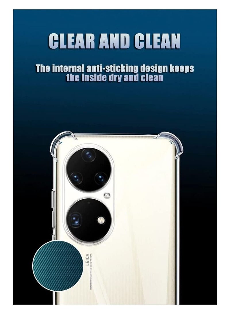 Huawei P50 Pro Case Cover Back Air Cushion Soft Silicone Shockproof Anti-Scratch Protective Bumper Shell Corner Clear