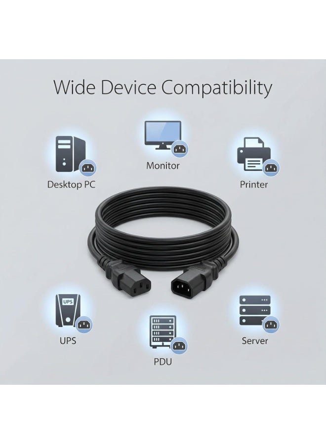 BEST ONE C13 to C14 Power Cable 2m – Heavy Duty 3G 1.0 mm² IEC Extension Cord for Computer, Server, PDU & UPS – Durable Black Power Lead - Image 4