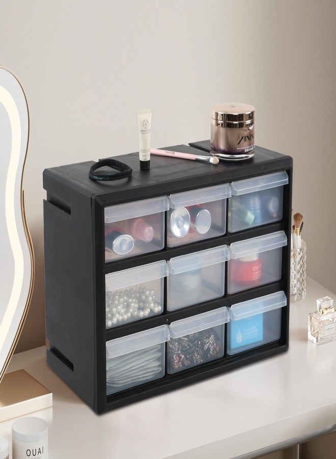 Yesdate 9-Drawer Plastic Drawer Storage Cabinet for Garage Organization, Stackable Bead and Craft Storage, Small Parts Organizer, Black - Image 5