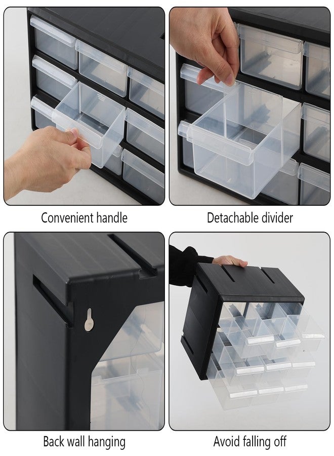 Yesdate 9-Drawer Plastic Drawer Storage Cabinet for Garage Organization, Stackable Bead and Craft Storage, Small Parts Organizer, Black - Image 3