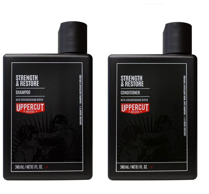 Uppercut Deluxe شامبو وبلسم أبر كات ديلوكس للقوة والترميم للرجال 8 أونصة سائلة لكل منهما لجميع أنواع الشعر