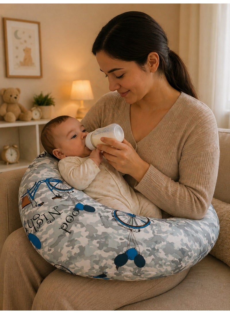 Little Bee Baby Nursing Pillow Breast feeding Nursing Pillow and Positioner for Babies, Feeding Support for Mom & Baby, Tummy Time Pillow, for Breastfeeding & Bottle feeding Nursing Pillow (Cycle Print Multicolour) - Image 3