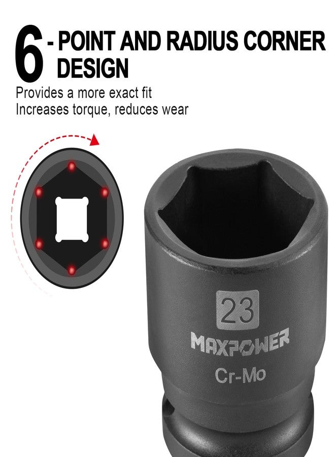 MAXPOWER 1/2 Inch Drive 21mm Standard Impact Socket, Made with Heat-Treated Chrome Molybdenum Steel, 6-Point Design, Metric - Image 3