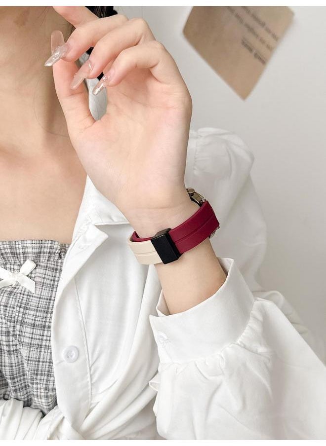 Generic For Huawei Gt4/Gt3 Strap Gt5 Silicone Magnetic Smart Watch Watch4pro Watch Strap Watchgt-Color:Burgundy - Suitable For Huawei Gt3/gt3pro [dial 42/43mm]  - Image 5