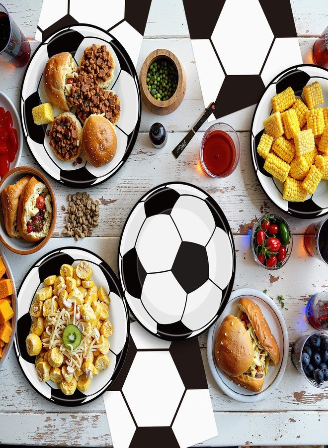Litmitfu 40Pcs Soccer Plates and Napkins Party Supplies - Soccer Birthday Party Decorations Tableware Set, Disposable Paper Dinner Plates Napkins for Sport Themed Soccers Parties Table Decor Favors, Serves 20 - Image 2