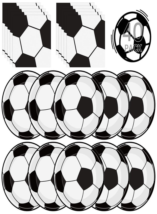 Litmitfu 40Pcs Soccer Plates and Napkins Party Supplies - Soccer Birthday Party Decorations Tableware Set, Disposable Paper Dinner Plates Napkins for Sport Themed Soccers Parties Table Decor Favors, Serves 20 - Image 1