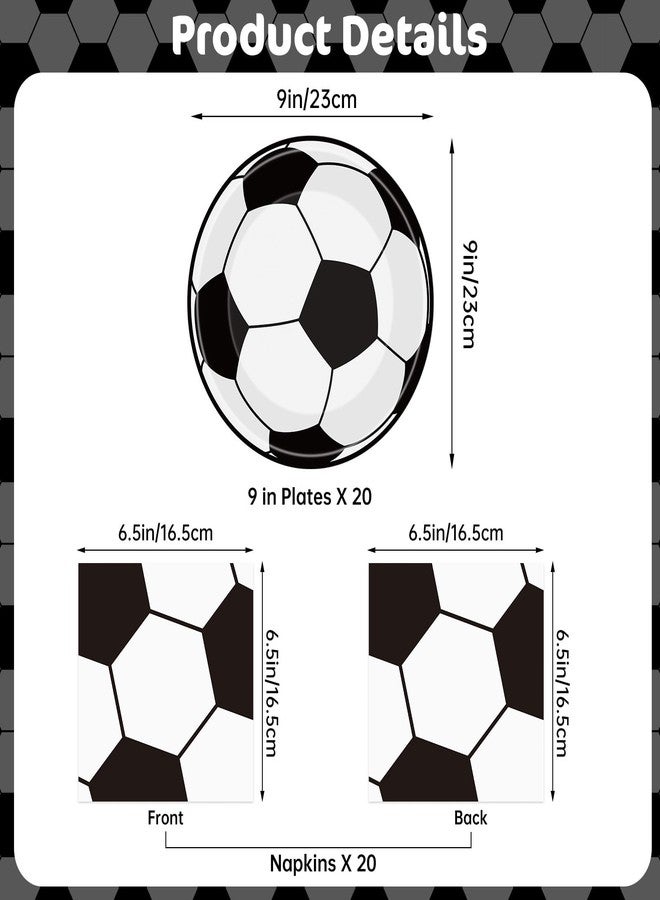 Litmitfu 40Pcs Soccer Plates and Napkins Party Supplies - Soccer Birthday Party Decorations Tableware Set, Disposable Paper Dinner Plates Napkins for Sport Themed Soccers Parties Table Decor Favors, Serves 20 - Image 3