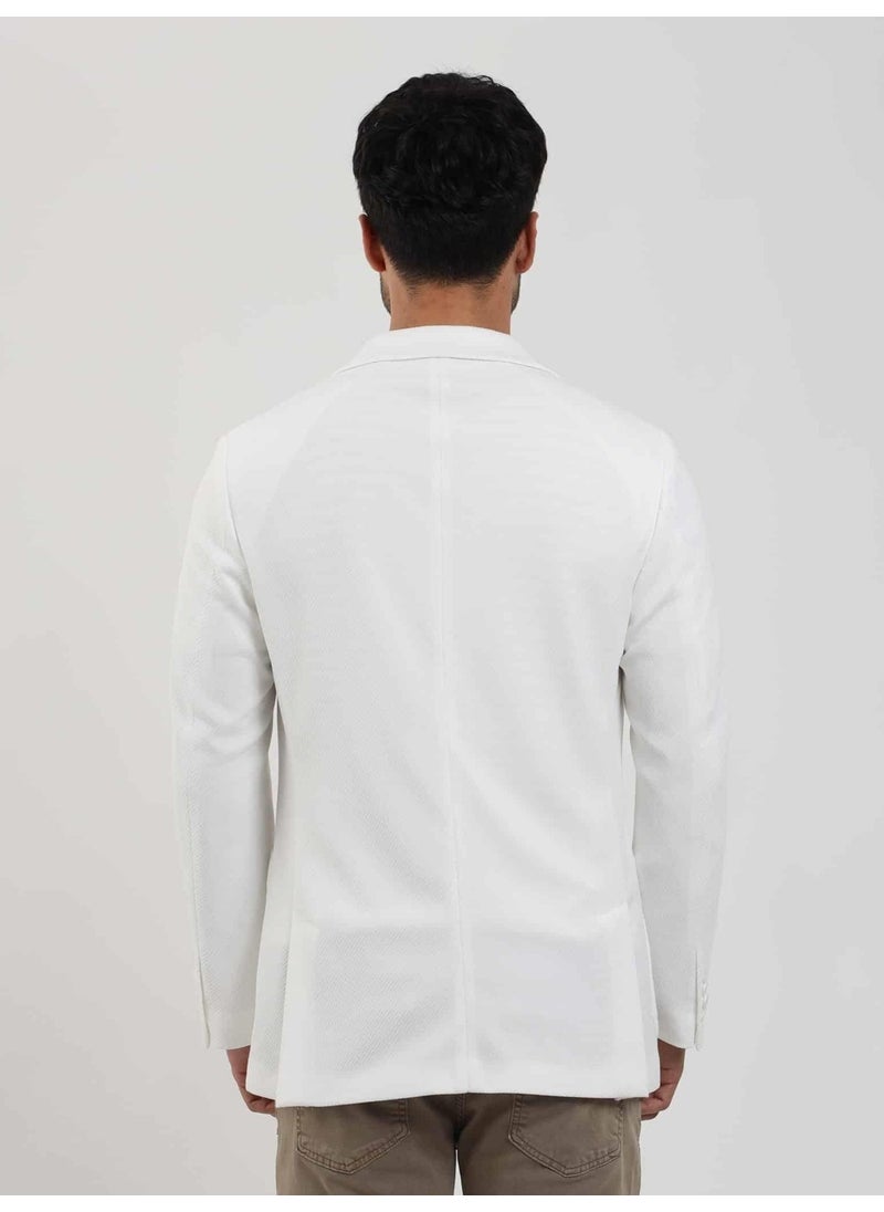 Dufy - Ecru Men's Slim Fit Plain Mono Collar Casual Jacket 104444 - Image 1
