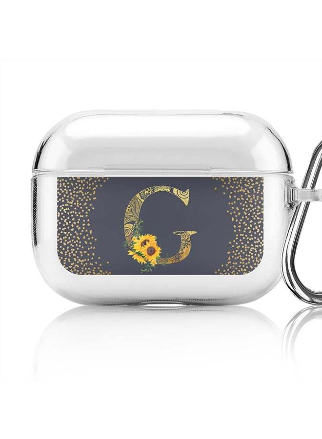 Stylizedd Classic Clear printed Case for Apple Airpods Pro Soft TPU Gel Thin Transparent Flexible Cover - Custom Monogram Initial Letter Mandala Floral Pattern Alphabet - G (Grey ) - Image 1