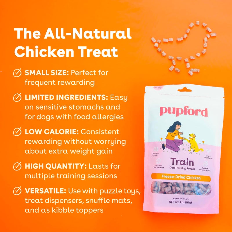 Pupford Freeze Dried Training Treats for Dogs & Puppies, 225+ Two Ingredient Bites (Chicken, 2 oz) - Image 2