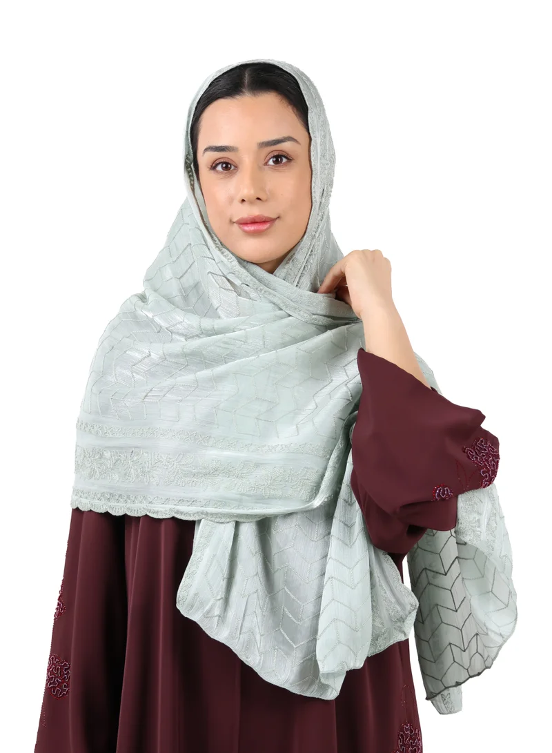 Chevron Pattern Organza Scarf (Light Grey)