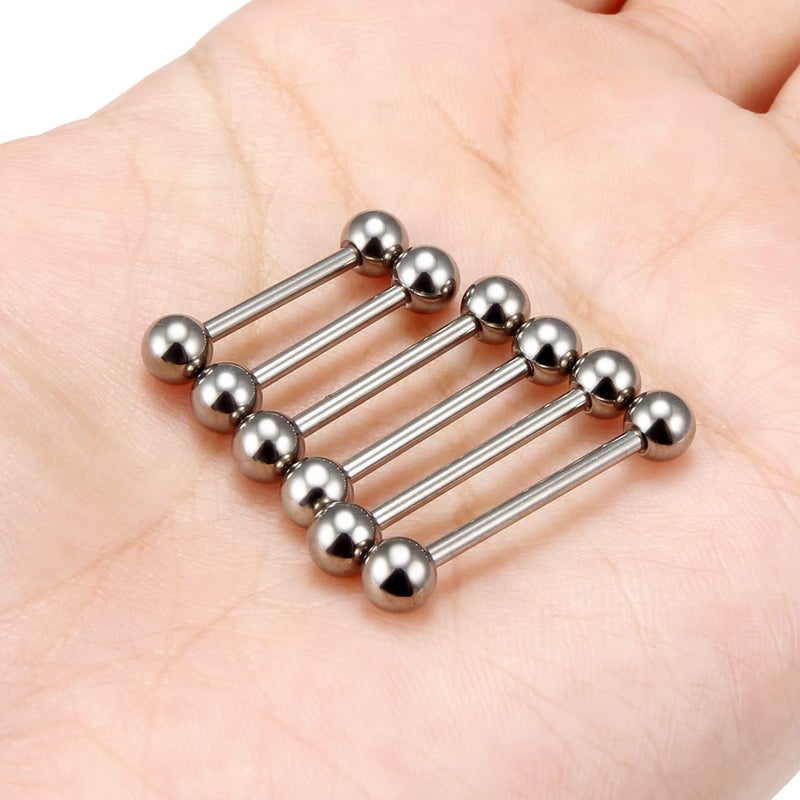 Ocptiy 14G Titanium Nipple Tongue Rings for Women Grade 23 Externally Threaded Stainless Surgical Steel Long Short Nipple Tongue Ring Straight Barbell Bar Piercing Jewelry Women Men 14mm 16mm 19mm - Image 4