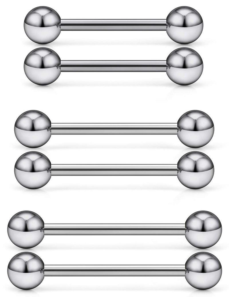 Ocptiy 14G Titanium Nipple Tongue Rings for Women Grade 23 Externally Threaded Stainless Surgical Steel Long Short Nipple Tongue Ring Straight Barbell Bar Piercing Jewelry Women Men 14mm 16mm 19mm - Image 1