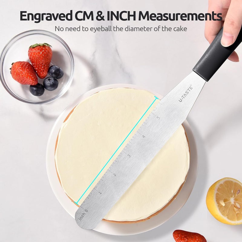 UTaste 8in Cake Icing Spatula: Flexible Decorating Frosting Knife with Straight Thinner Stainless Steel Blade, Smooth Spreading Tools with Comfortable PP Handle for Cookie, Cream, Cupcake (Black) - Image 5