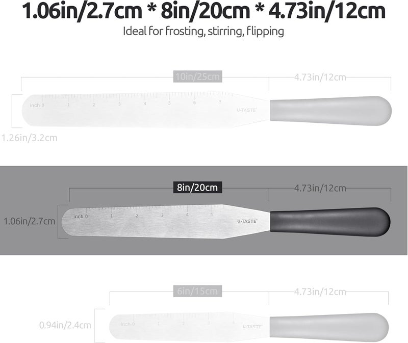 UTaste 8in Cake Icing Spatula: Flexible Decorating Frosting Knife with Straight Thinner Stainless Steel Blade, Smooth Spreading Tools with Comfortable PP Handle for Cookie, Cream, Cupcake (Black) - Image 2