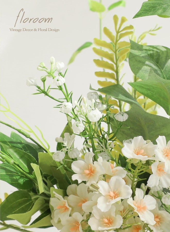 Floroom Artificial Greenery Stems Box Set, 35pcs with 5 Kinds of Faux Greenery Flowers Picks for DIY Bridal Bouquets Wedding Floral Arrangement Table Centerpieces, Light Green & White - Image 3