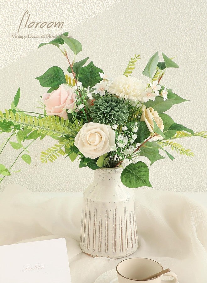 Floroom Artificial Greenery Stems Box Set, 35pcs with 5 Kinds of Faux Greenery Flowers Picks for DIY Bridal Bouquets Wedding Floral Arrangement Table Centerpieces, Light Green & White - Image 2
