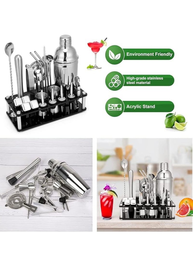 Vitacelli 23-Piece Boston Stainless Steel Cocktail Shaker Bartender Kit Silver/Black 750ML 14x10.5x28cm  - Image 3