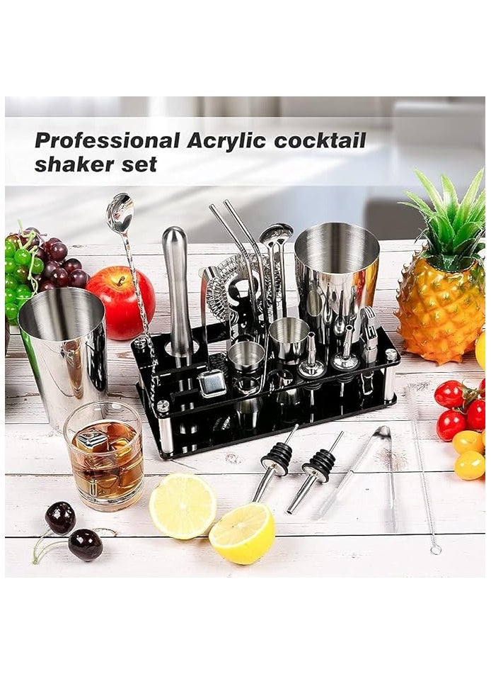 Vitacelli 23-Piece Boston Stainless Steel Cocktail Shaker Bartender Kit Silver/Black 750ML 14x10.5x28cm  - Image 4