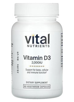 Vital Nutrients Vitamin D3 2000 IU 90 Vegetarian Capsules 
