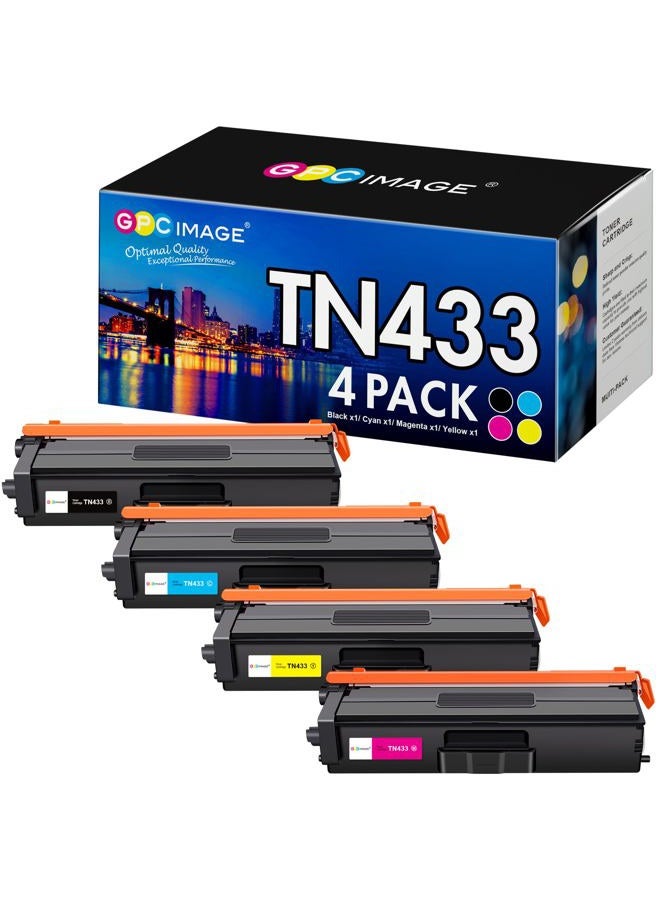 GPC Image Compatible Toner Cartridge Replacement for Brother TN433 Toner TN 433 Compatible with HL-L8360CDW MFC-L8900CDW HL-L8360CDWT HL-L8260CDW MFCL8610CDW MFCL9570CDW Printer (4 Pack) - Image 1