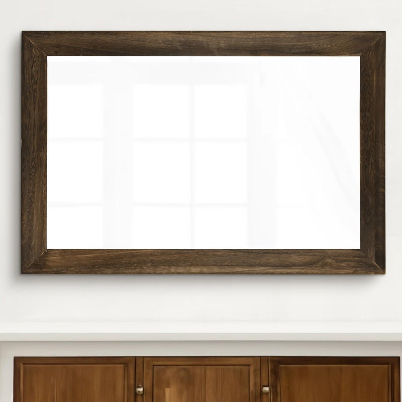CULER Rustic Wood Wall Mirror for Bathroom,Rectangle 24 x 36 inch Hanging vatiny Mirrors with Wooden Frame for Living Room,Bedroom,Entryway (24x36 inch, Vintage Light Brown) - Image 2