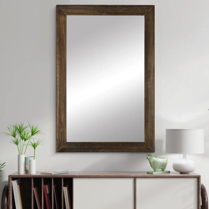 CULER Rustic Wood Wall Mirror for Bathroom,Rectangle 24 x 36 inch Hanging vatiny Mirrors with Wooden Frame for Living Room,Bedroom,Entryway (24x36 inch, Vintage Light Brown) - Image 4