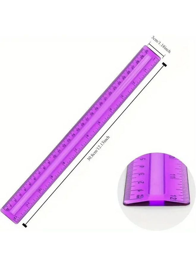 2pcs 12 Inch Transparent Plastic Ruler With Inches And Centimeters For School Office - Image 3