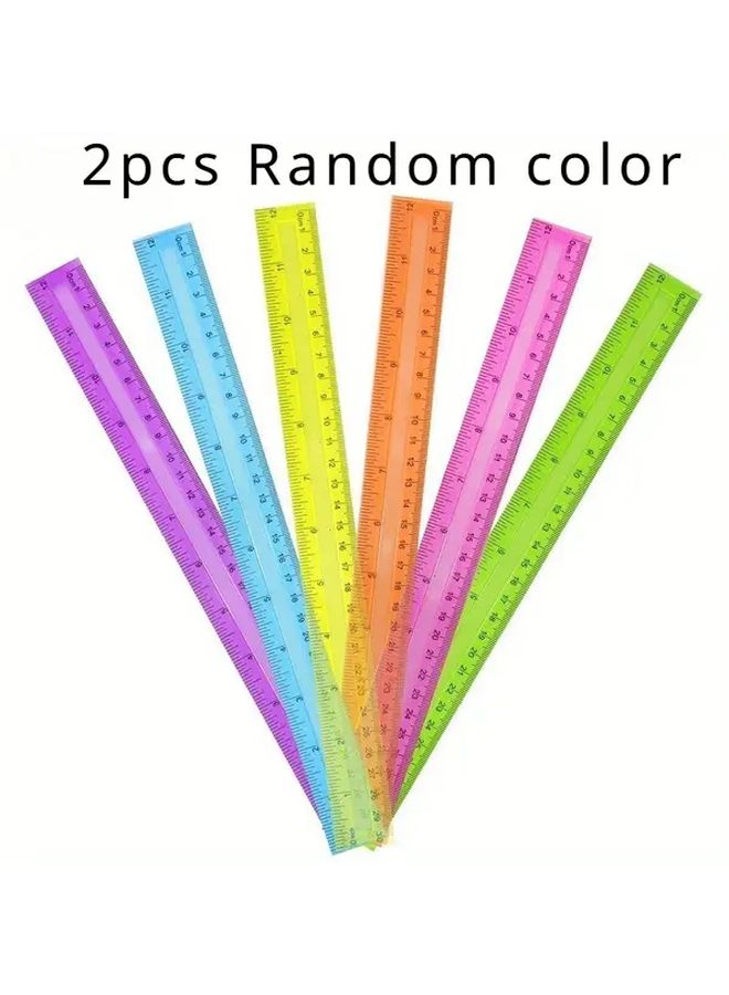 2pcs 12 Inch Transparent Plastic Ruler With Inches And Centimeters For School Office - Image 1