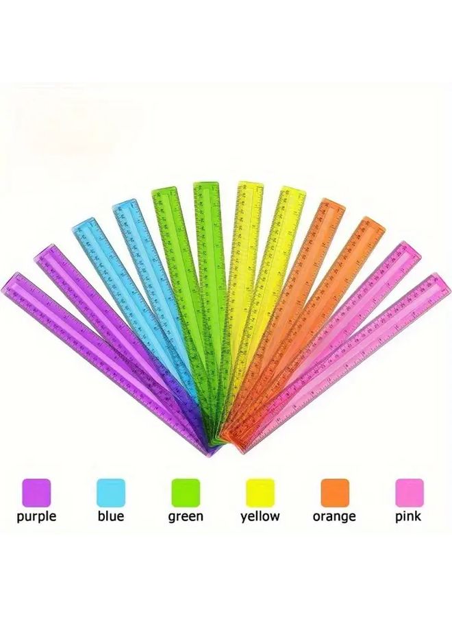 2pcs 12 Inch Transparent Plastic Ruler With Inches And Centimeters For School Office - Image 4