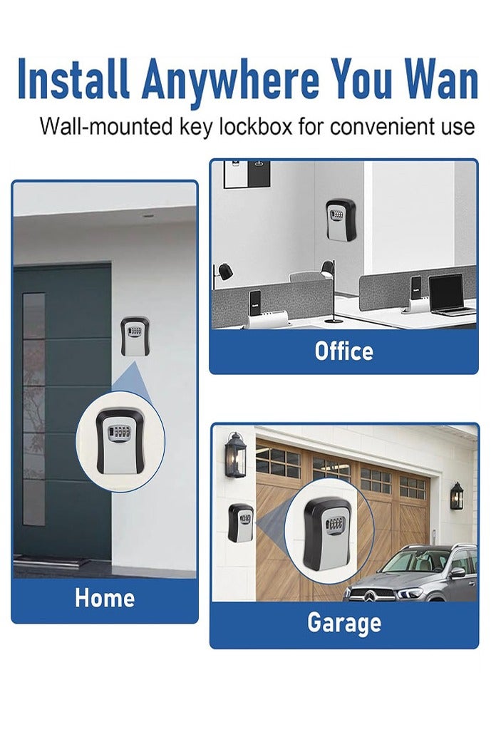 Key Lock Box, 4 Digit Combination Key Storage Safe Lockbox, Waterproof Wall Mount Key Safe Box Hide 5 Keys for Indoor, Outdoor, Home, Office, Gray and Schools - Image 5