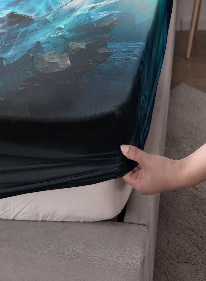 AILONEN 3D Soccer Fitted Sheet Set Full Size for Boys,Ice and Fire Soccer Print Bed Sheet Set for Kids Teen,Sports Football Fitted Sheet with 2 Pillowcases,3 Pieces - Image 4