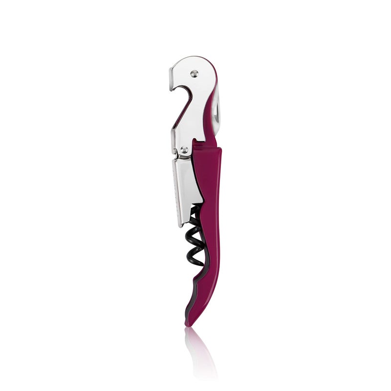 True Truetap Double Hinged Waiters Corkscrew Wine Opener Stainless Steel Wine Bottle Opener with Built In Foil Cutter Home Bar Tools Bar Cart Accessories Wedding Gifts Set of 1 Burgundy