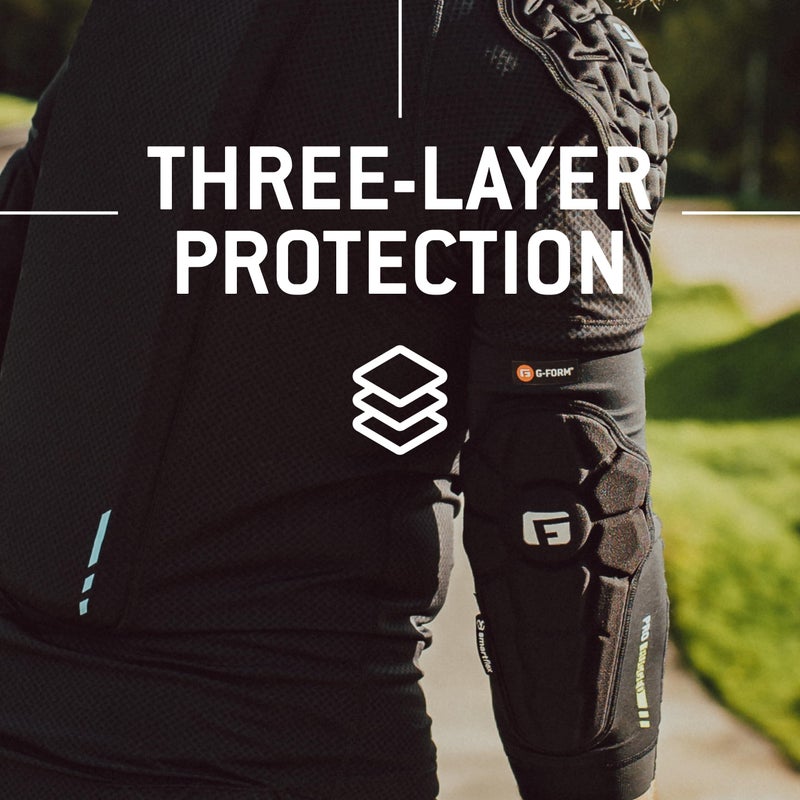 G-Form حراس الكوع G-Form Pro-Rugged 2 MTB - أكمام كوع ضغط قابلة للتنفس - حراس كوع لركوب الدراجات الجبلية، وركوب الدراجات والمزيد - وسادات كوع واقية للرياضيين - أسود، حجم XL للبالغين - Image 2