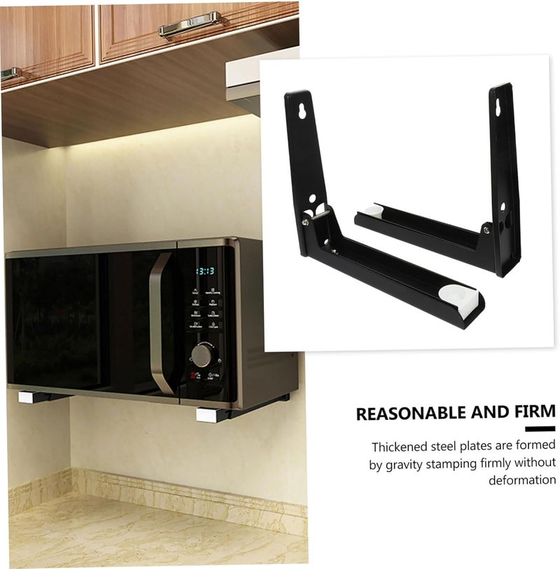 2pcs Folding Microwave Wall Shelf Bracket Kitchen Storage Telescopic Design for Space-Saving Organization - Image 4