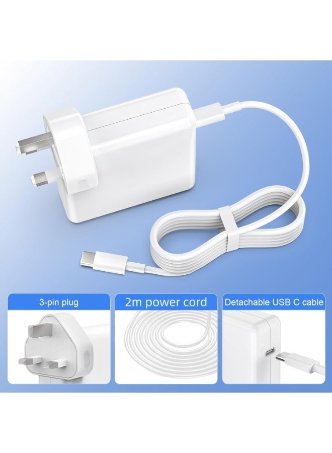 إثارة شاحن سريع USB C بقوة 87 وات، شاحن كمبيوتر محمول من النوع C مع كابل USB-C إلى USB-C بطول 2 متر، متوافق مع أجهزة MacBook مقاس 12 بوصة و13 بوصة و15 بوصة و16 بوصة (A1707 وA1706 وA1708 وA1534)، معتمد من CE/FCC/RoHS لأجهزة iPad Pro والهواتف والأجهزة من النوع C - Image 2
