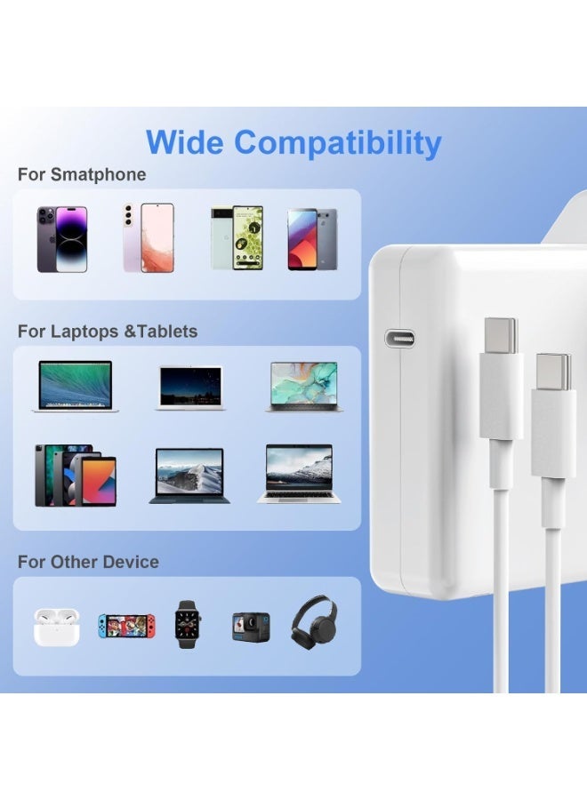 إثارة شاحن سريع USB C بقوة 87 وات، شاحن كمبيوتر محمول من النوع C مع كابل USB-C إلى USB-C بطول 2 متر، متوافق مع أجهزة MacBook مقاس 12 بوصة و13 بوصة و15 بوصة و16 بوصة (A1707 وA1706 وA1708 وA1534)، معتمد من CE/FCC/RoHS لأجهزة iPad Pro والهواتف والأجهزة من النوع C - Image 4