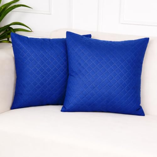 STITCHNEST Quilted Velvet Cushion Covers Set of 2 | Soft Blue | 12x12 Inches | Premium Sofa & Living Room Décor - Image 1