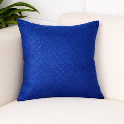 STITCHNEST Quilted Velvet Cushion Covers Set of 2 | Soft Blue | 12x12 Inches | Premium Sofa & Living Room Décor - Image 5