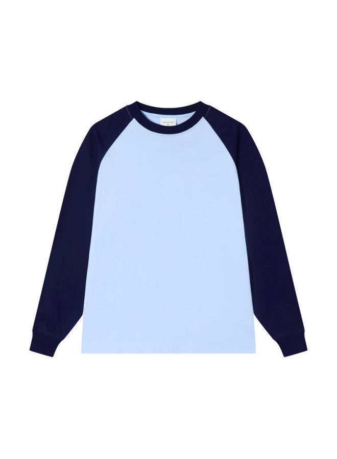 Tide 260g Heavy Cotton Loose Raglan Long Sleeve Round Neck T-shirt Class Uniform Activity T-shirt Logo Printed
