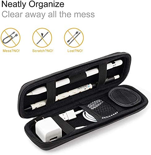 Handcuffs Leather Case Holder for Apple Pencil, Premium Professional Carrying Case for Stylus iPad Pro, Samsung, Huawei Pen Accessories, USB Cable, Earphone, Fountain Pen - Black - Image 5
