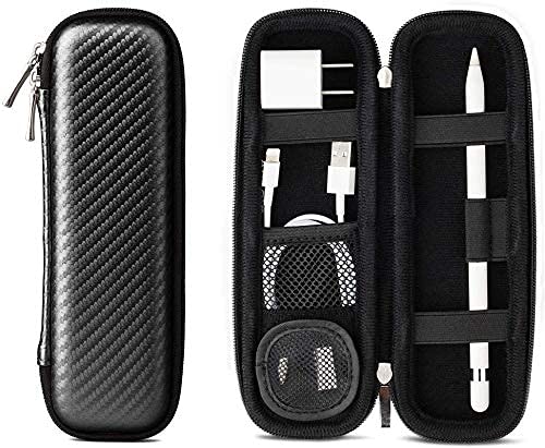 Handcuffs Leather Case Holder for Apple Pencil, Premium Professional Carrying Case for Stylus iPad Pro, Samsung, Huawei Pen Accessories, USB Cable, Earphone, Fountain Pen - Black - Image 1