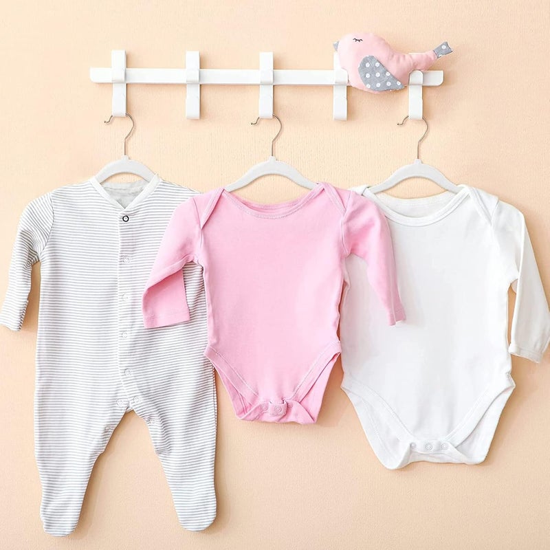 Red Dot Gift 50 Pack Baby Velvet Hangers - Non Slip Toddler Hangers with 360 Chrome Swivel Hook (White) - Image 3