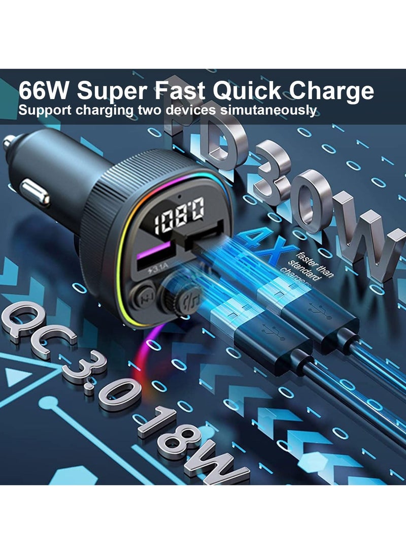 Earldom ET-M97 Multifunctional Car Charger - 66W Fast Charging, Music Player, RGB Lighting, Built-in Microphone - Image 2