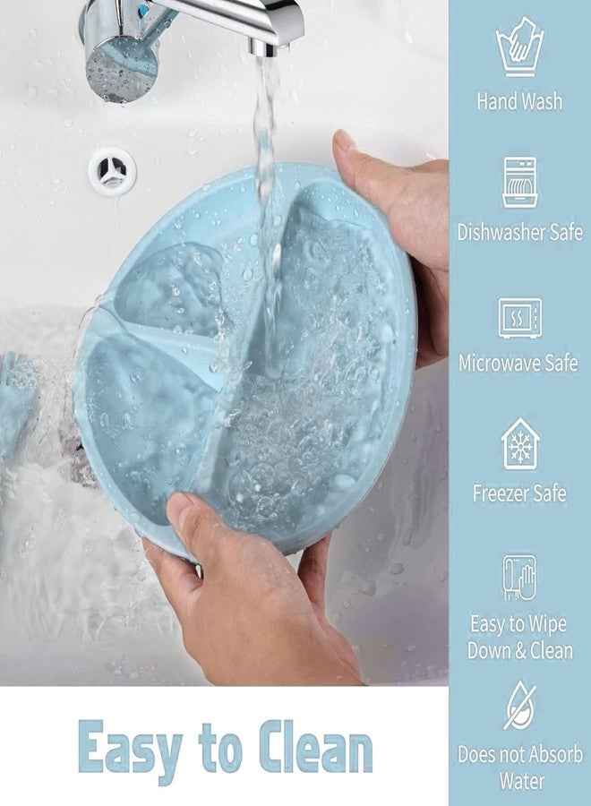 Recluse Silicone Baby Feeding Set | Baby Led Weaning Supplies Includes Suction Bowls and Divided Plates, Adjustable Bib, Baby Utensils Spoons and Forks,Cup | Baby Feeding Essentials (Blue) - Image 3