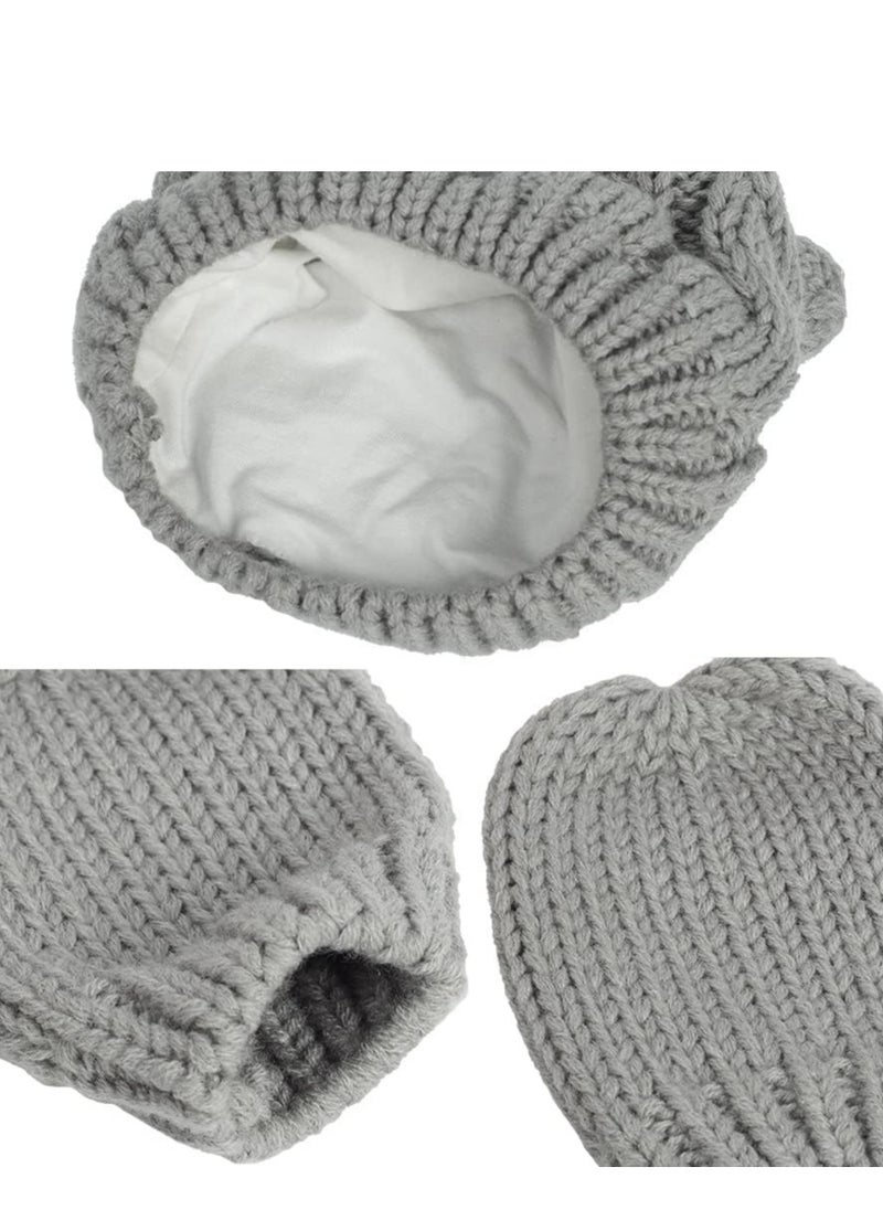 SYOSI Newborn Baby Winter Beanie Hat Mittens Set Infant Toddlers Knitted Warm Cap Gloves with Ears for Boy Girl 6-18 Months  - Image 5