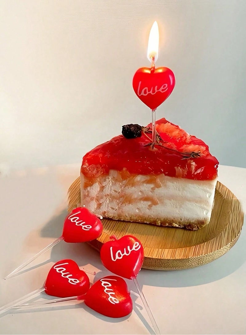 Heart Shaped Decorative Candles for Cake Engagement and Wedding Party Decorations, 5 Piece  - Image 1