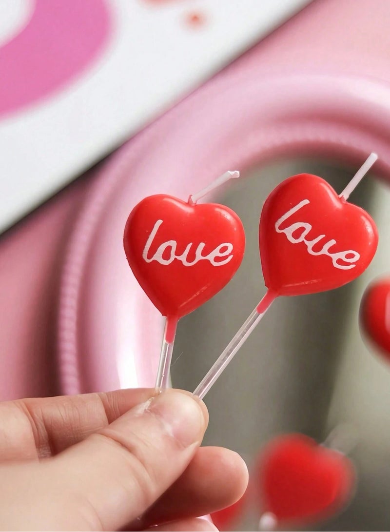 Heart Shaped Decorative Candles for Cake Engagement and Wedding Party Decorations, 5 Piece  - Image 2