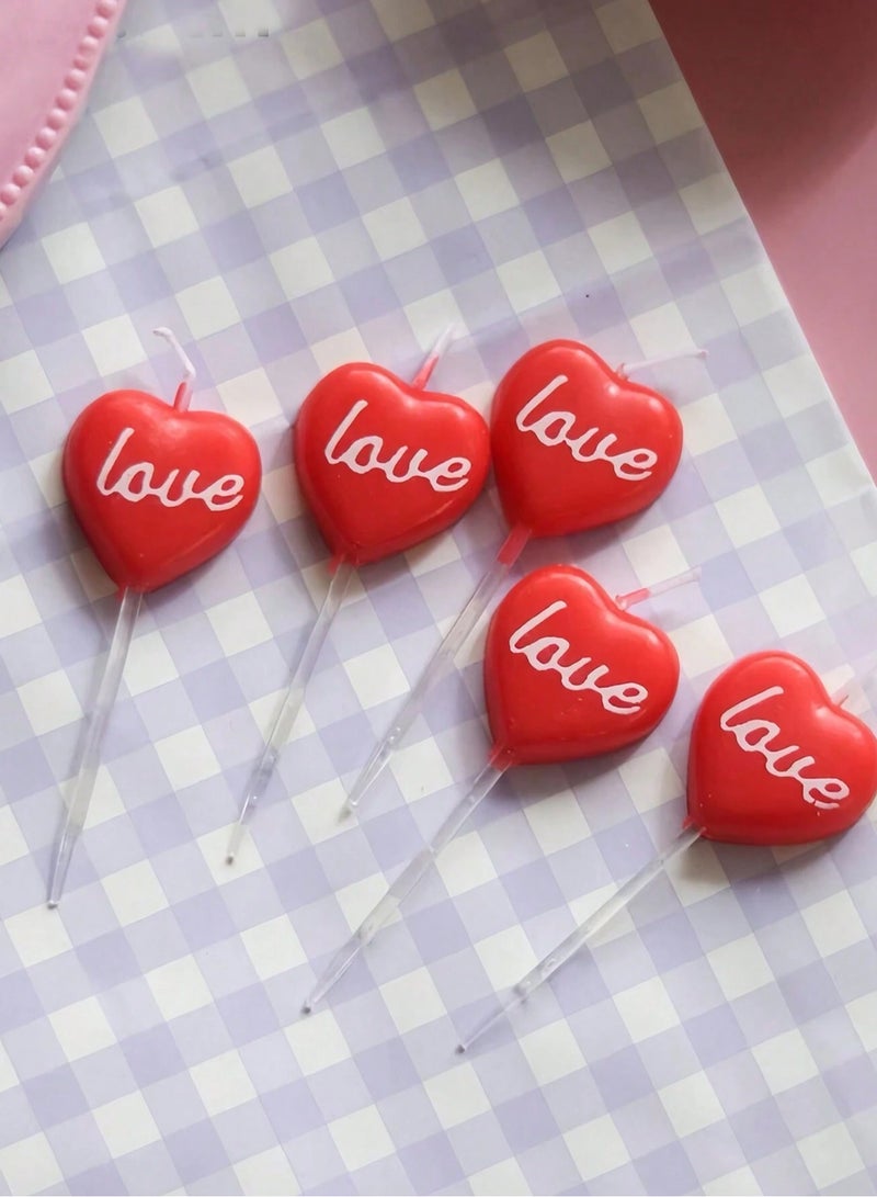 Heart Shaped Decorative Candles for Cake Engagement and Wedding Party Decorations, 5 Piece  - Image 3