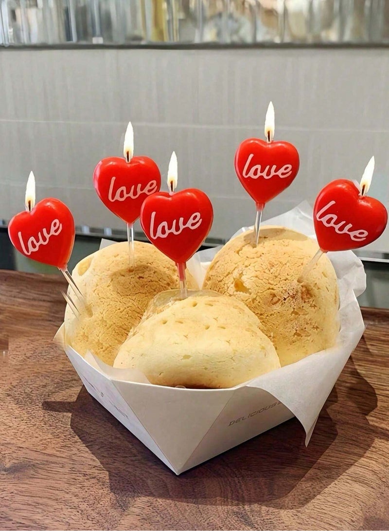 Heart Shaped Decorative Candles for Cake Engagement and Wedding Party Decorations, 5 Piece  - Image 4